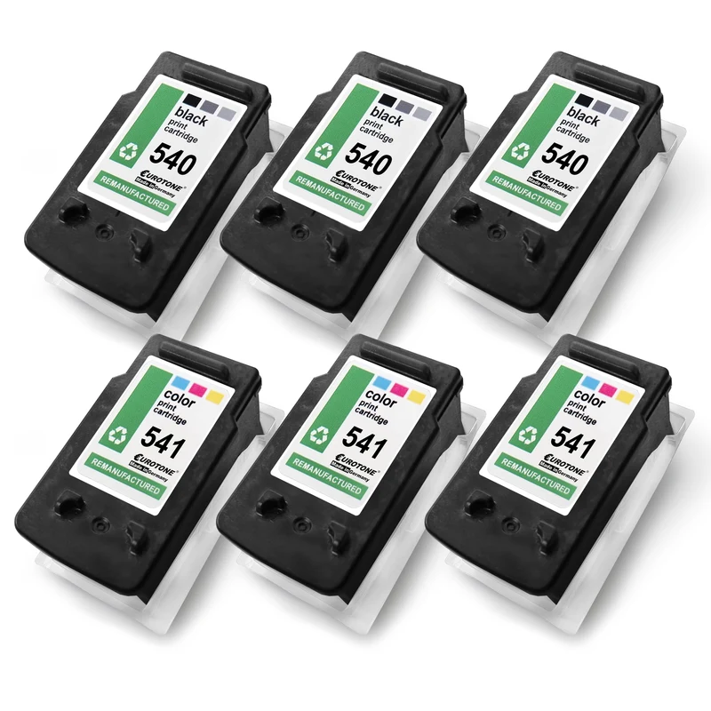 6x alternative ink cartridges for Canon PG540XL CL541XL 5225B006: 3x 5226B005 color + 3x 5222B005 black