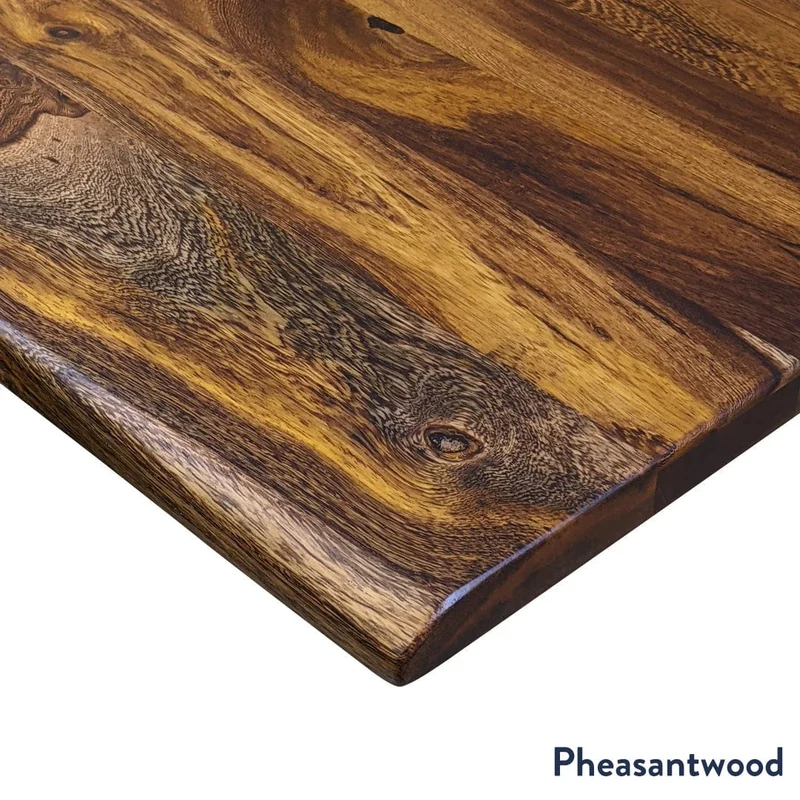 Desky Dual Mini Hardwood Sit Stand Desk 100cm Pheasantwood Desktop and Wheat Frame