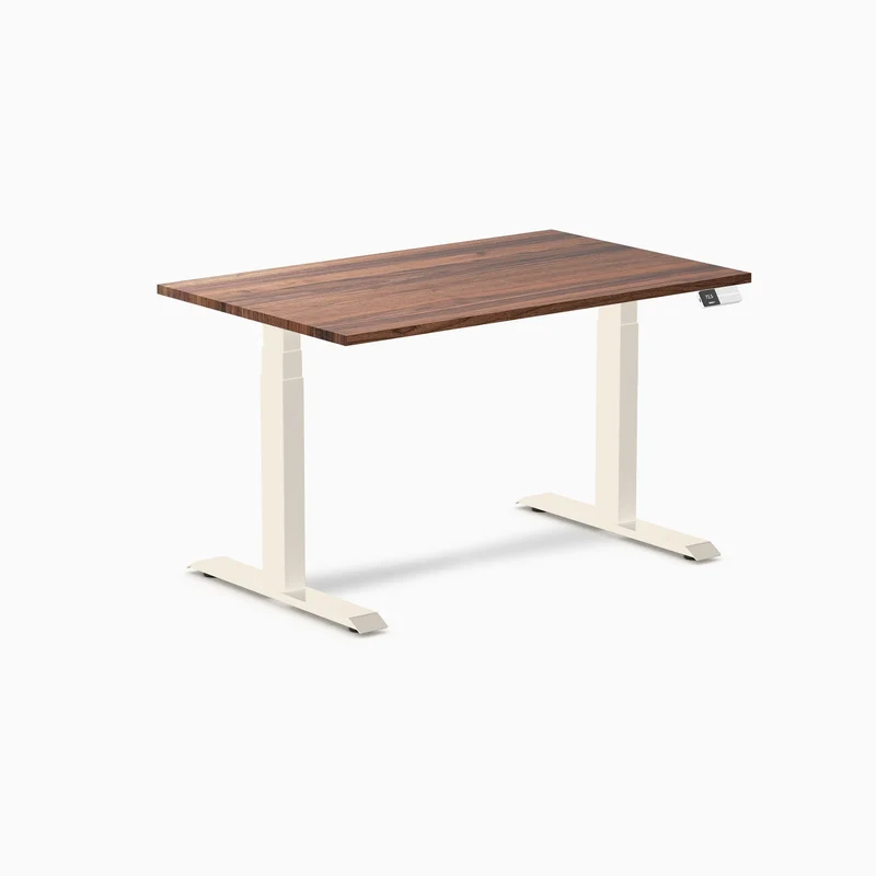 Desky Dual Hardwood Sit Stand Desk 120cm Walnut Desktop and Wheat Frame