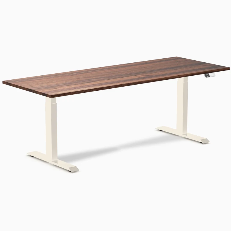 Desky Dual Hardwood Sit Stand Desk 200cm Walnut Desktop and Wheat Frame