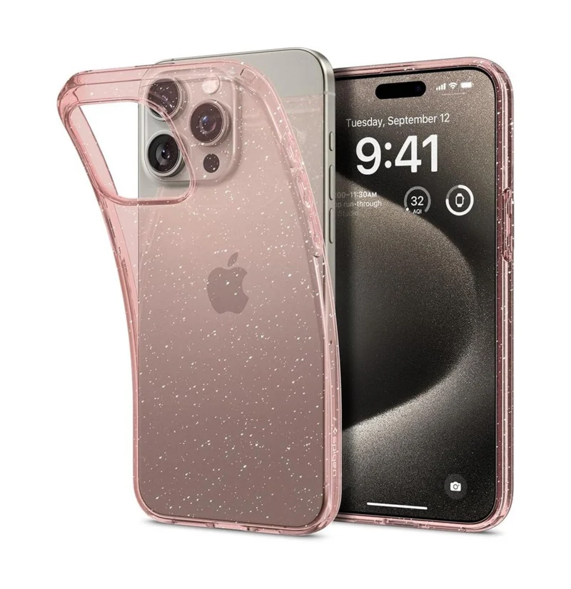 SPIGEN Liquid Crystal Glitter Case for iPhone 15 Pro Max (Rose Quartz)